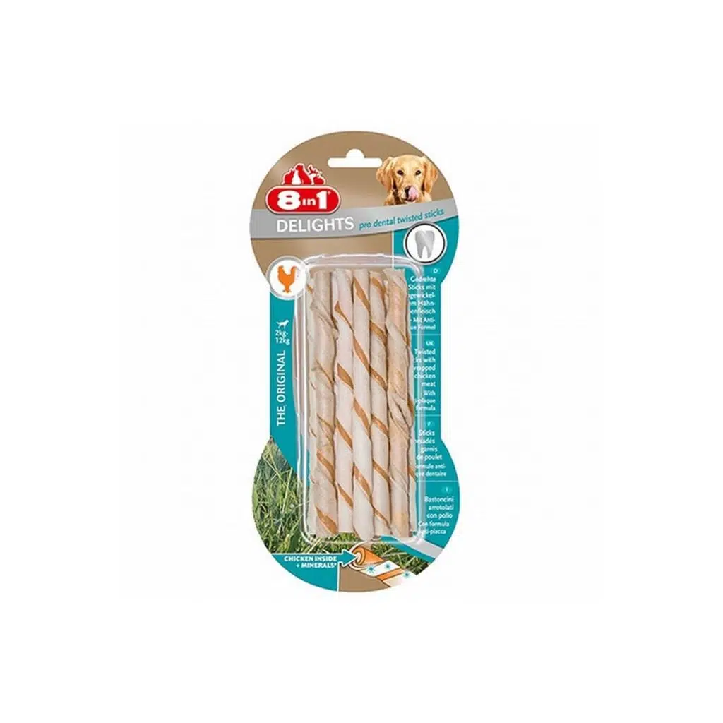 8in1 Delights Pro Dental Twisted Sticks Tavuklu Köpek Ödülü 55 GR