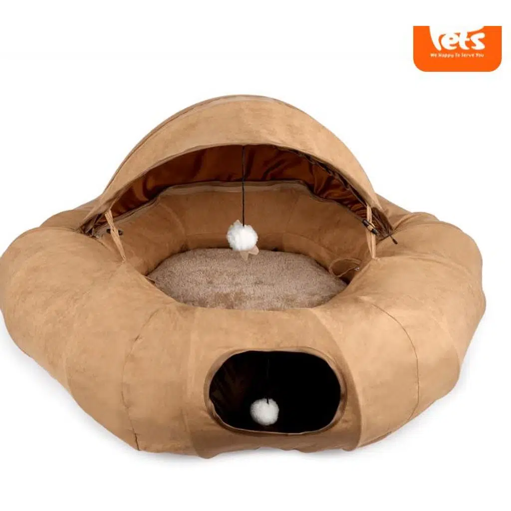 AFP Cat Tünelli Kedi Yatağı Kahve 90x90x62 cm