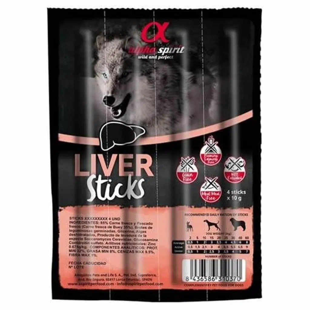 Alpha Spirit Ciğerli Sticks Köpek Ödül Maması 4X10 Gr
