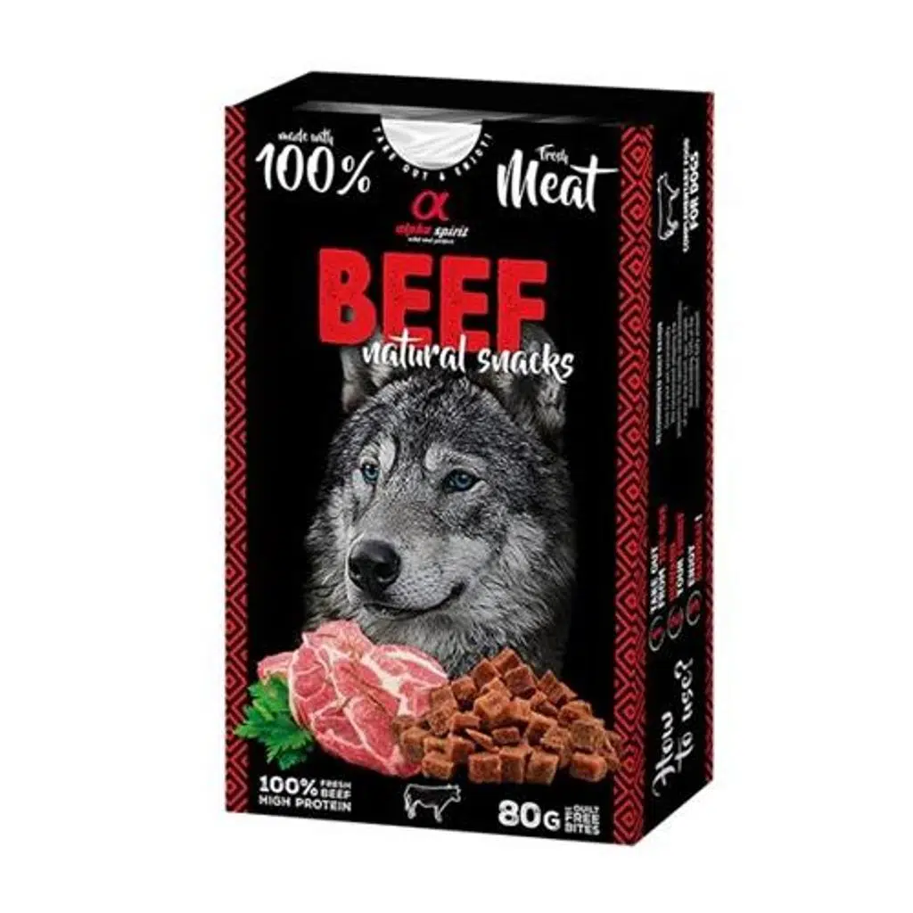 Alpha Spirit Doğal Atıştırmalık Sığır Etli Köpek Ödülü 80 Gr