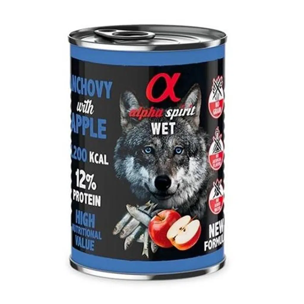 Alpha Spirit Köpek Konservesi Hamsili Elmalı 400 gr