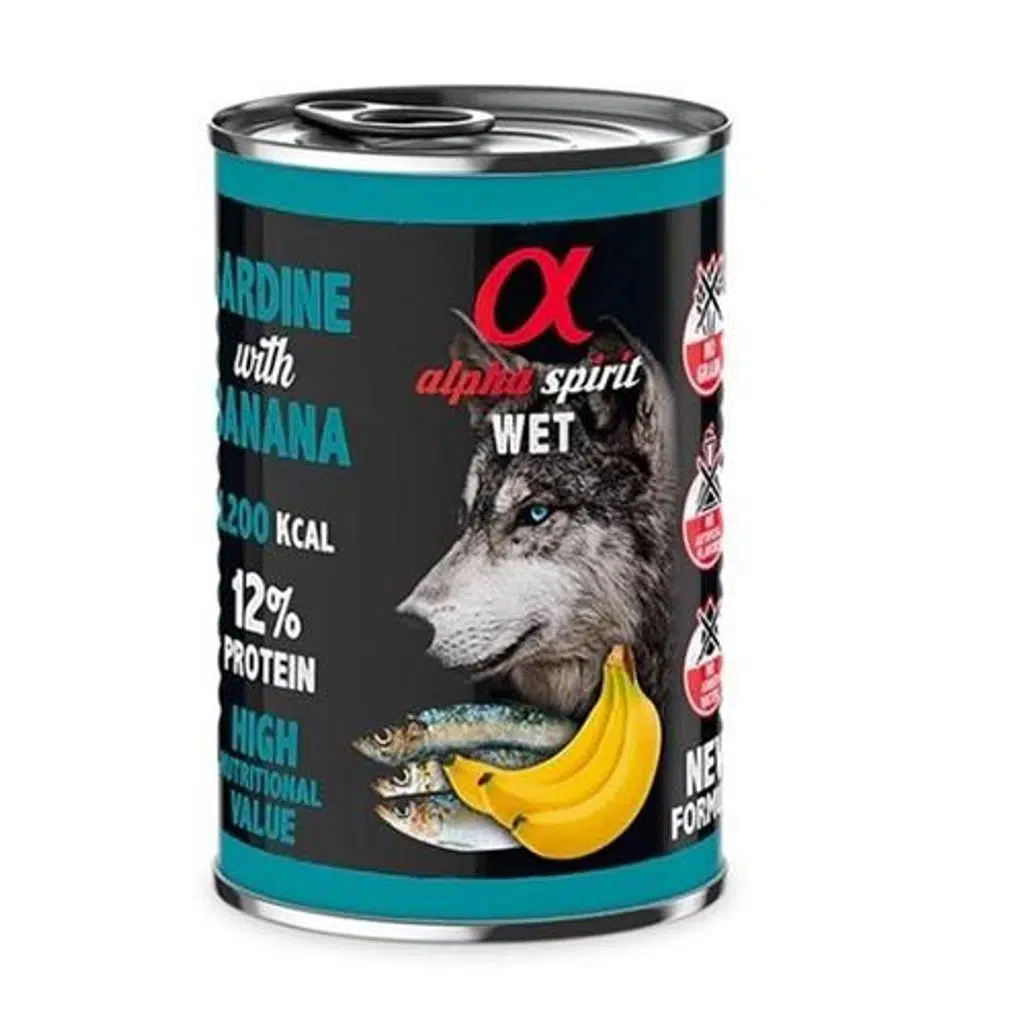 Alpha Spirit Köpek Konservesi Sardalyalı Muzlu 400 gr