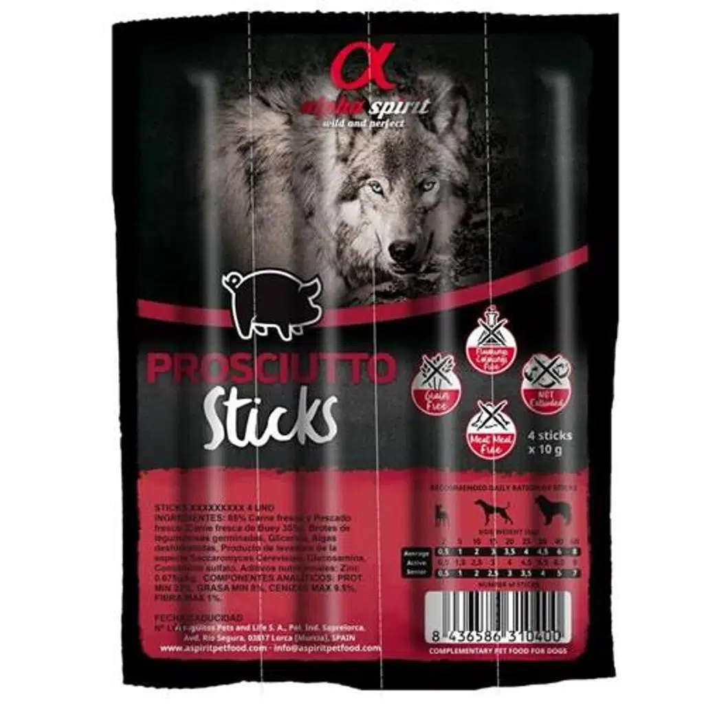 Alpha Spirit Prosciutto Sticks Köpek Ödül Maması 4X10 Gr