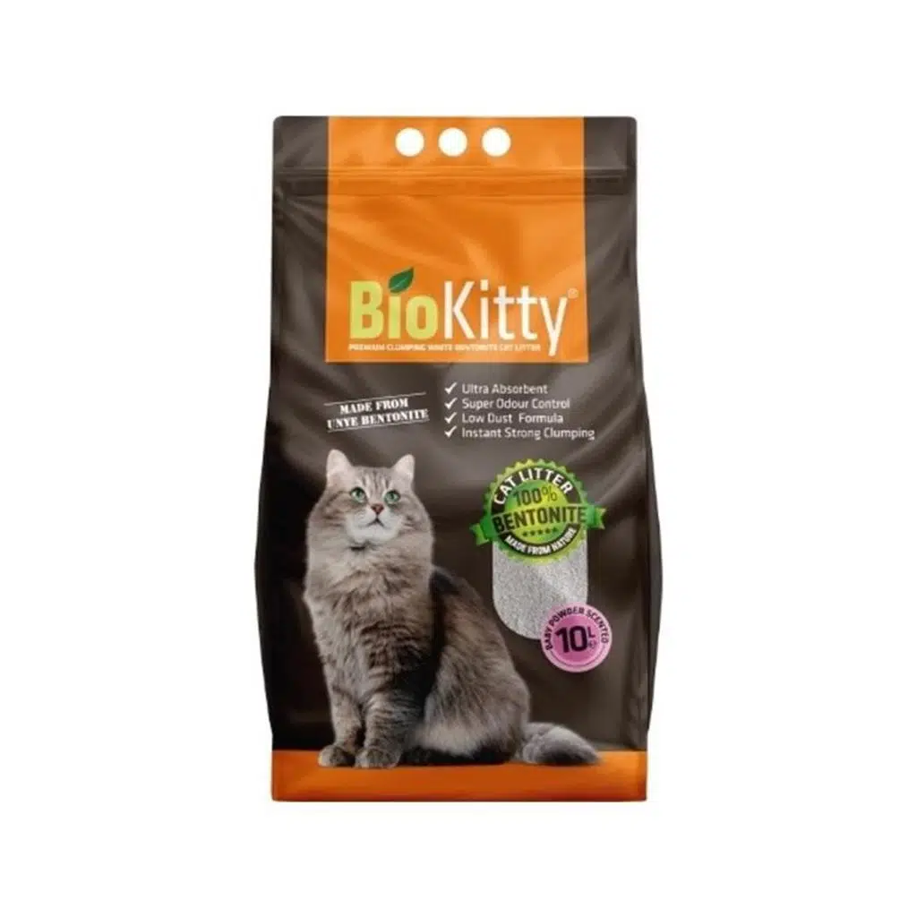 Biokitty Bebek Pudra Kokulu İnce Taneli Bentonit Kedi Kumu 10 Lt