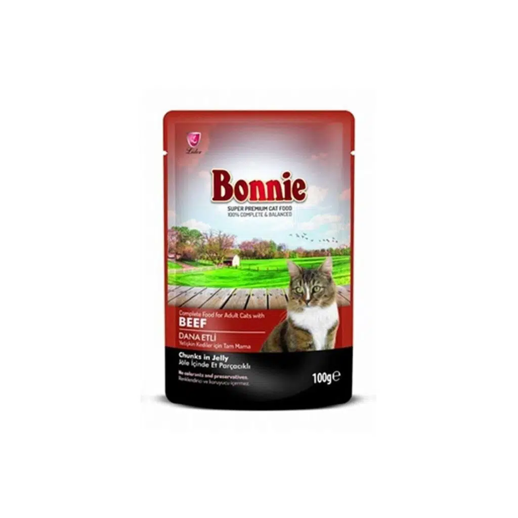 Bonnie Pouch Dana Etli Jelly Yetişkin Kedi Konserve 85gr