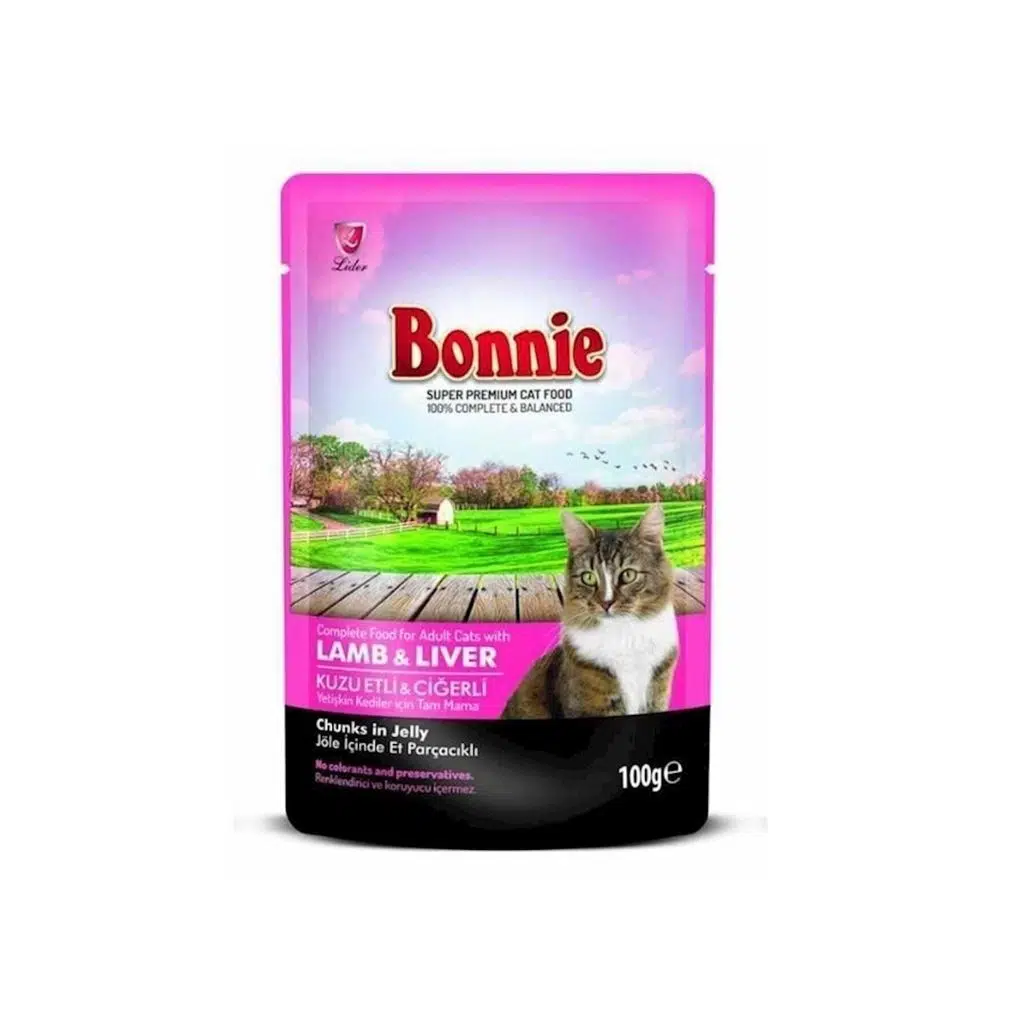 Bonnie Pouch Kuzu Etli Ciğerli Kedi Konservesi 85 gr