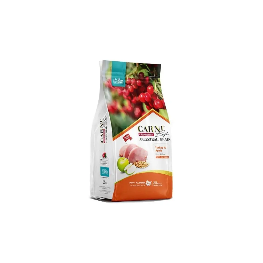 Carni Dog Puppy Hindi/Elmalı Tüm Irklar İçin Köpek Maması 2.5 KG