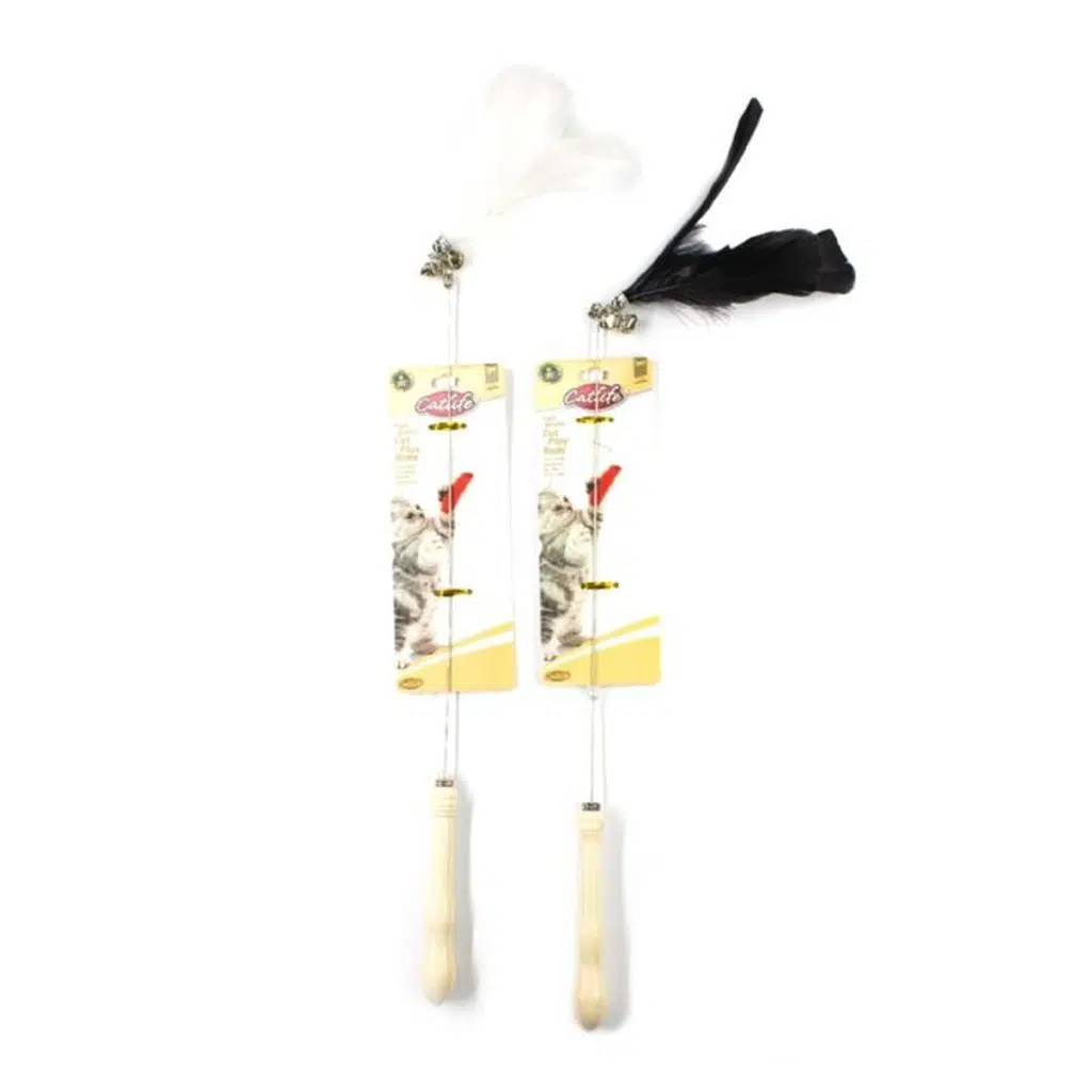 CATLİFE KEDİLER İÇİN AHŞAP SAPLI TÜYLÜ OLTA 55CM