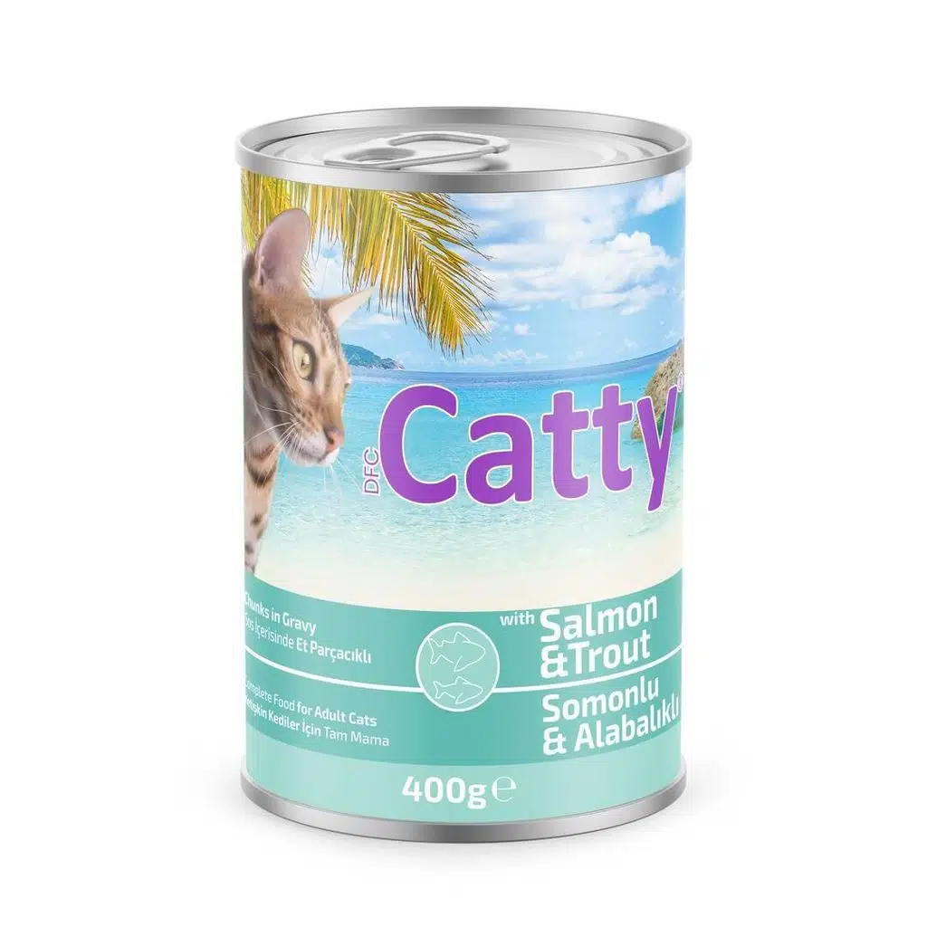 Catty Sos İçinde Somon Balıkli ve Alabalık Etli Kedi Konservesi 400 Gr