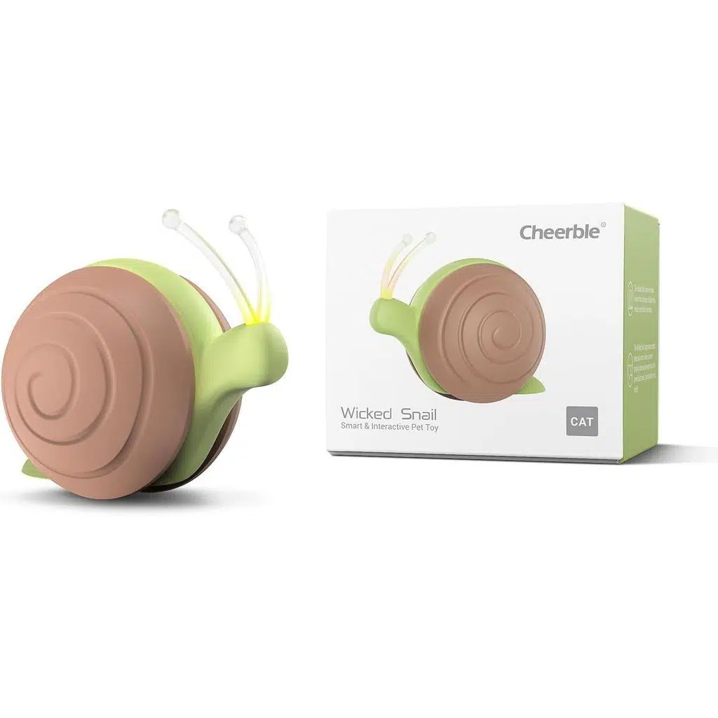 Cheerble Şarjlı Akıllı İneraktif Kedi Salyangoz Oyuncağı, Kahverengi 7x5x5.8 cm