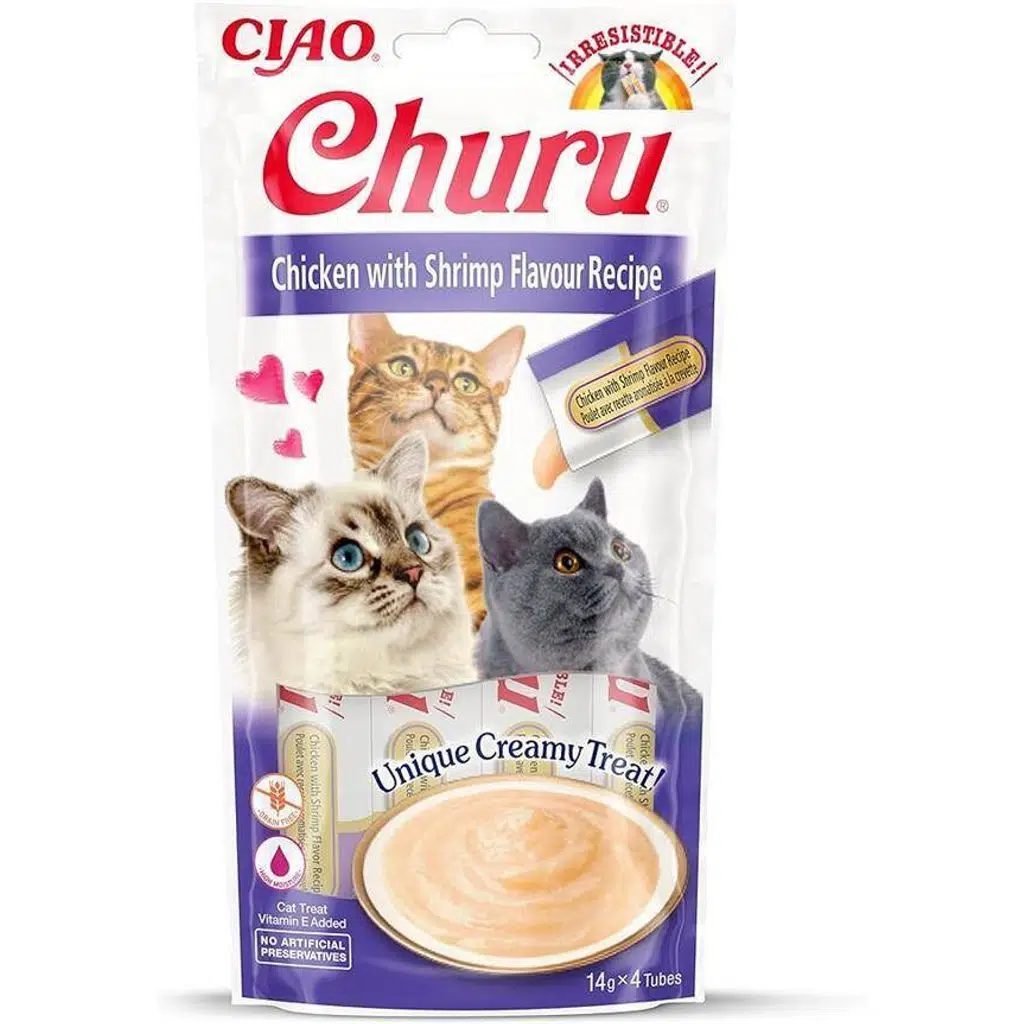 Ciao Churu Cream Tavuklu ve Karidesli Kedi Kreması 4x14 Gr