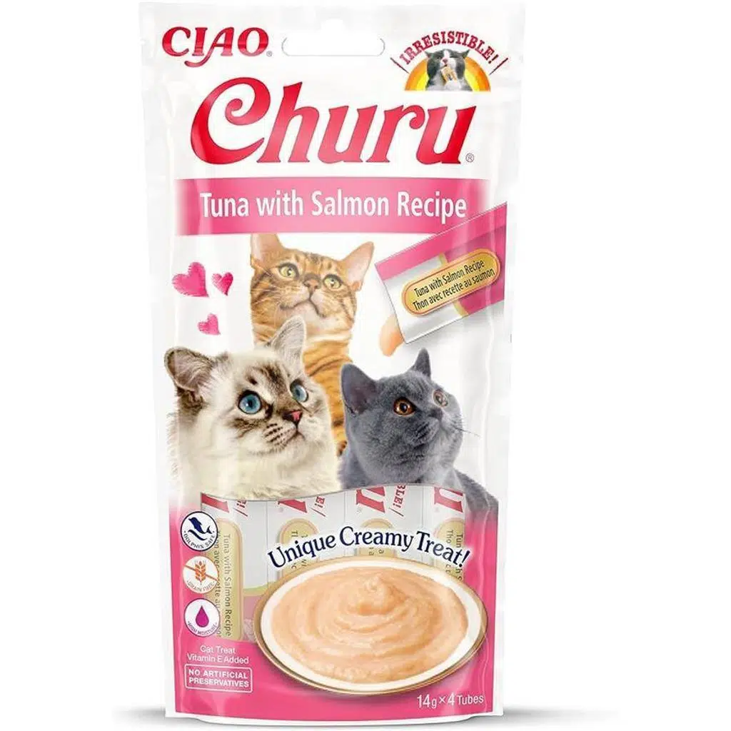 Ciao Churu Cream Ton Balıklı ve Somonlu Kedi Ödülü 4 x 14 Gr