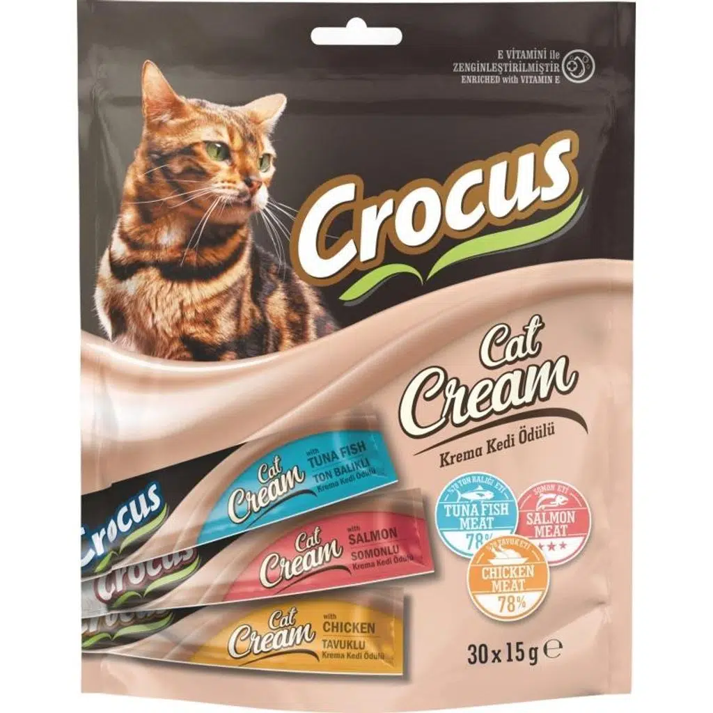 Crocus Çoklu Tavuklu Ton Balıklı Somonlu Krema Kedi Ödülü 30x15g
