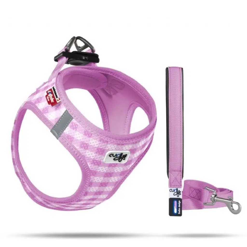 Curli Vest Air-Mesh Harness Köpek GöğüsTasması Kareli PINK3XS