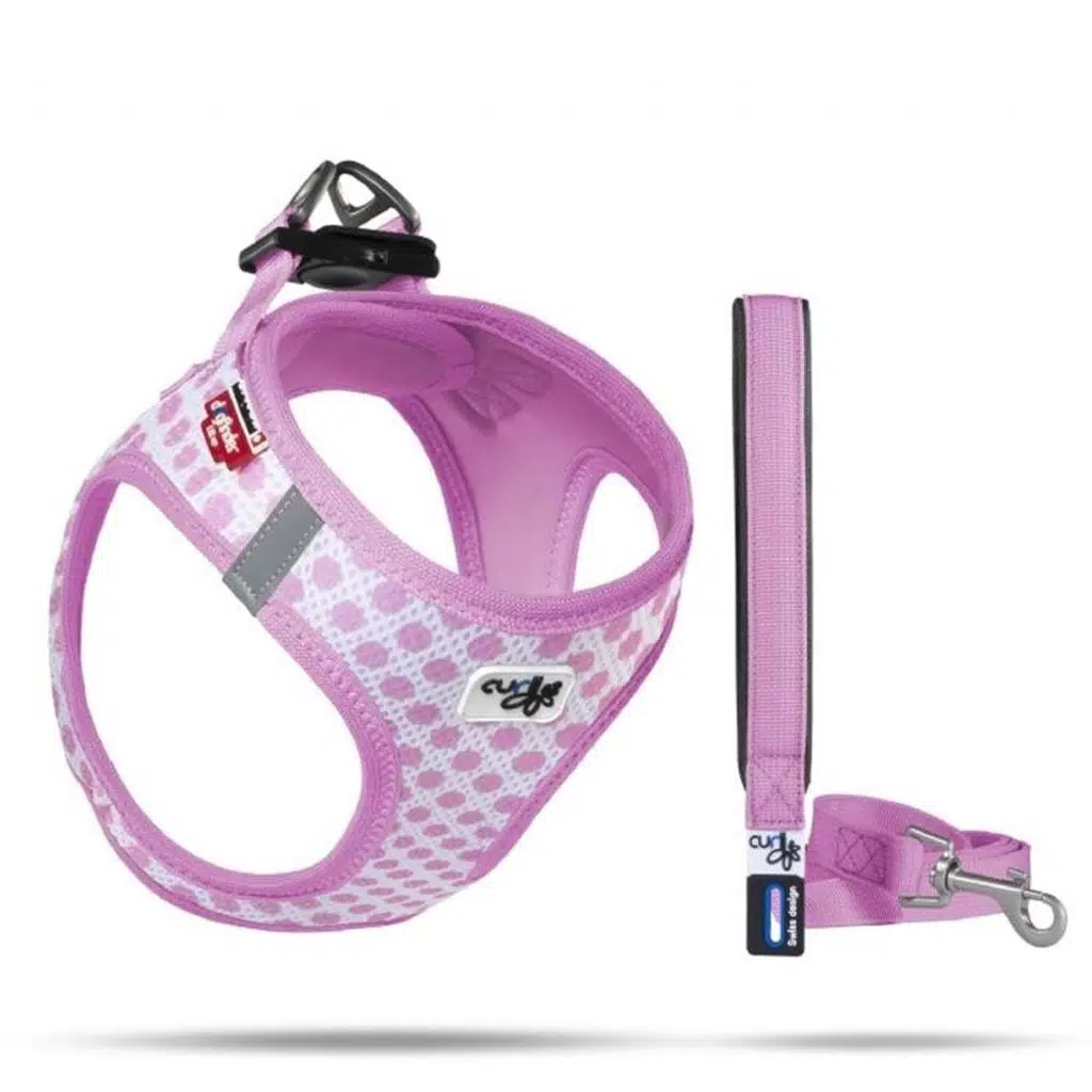 Curli Vest Air-Mesh Harness Köpek GöğüsTasması Puantiyeli PINK 3XS 