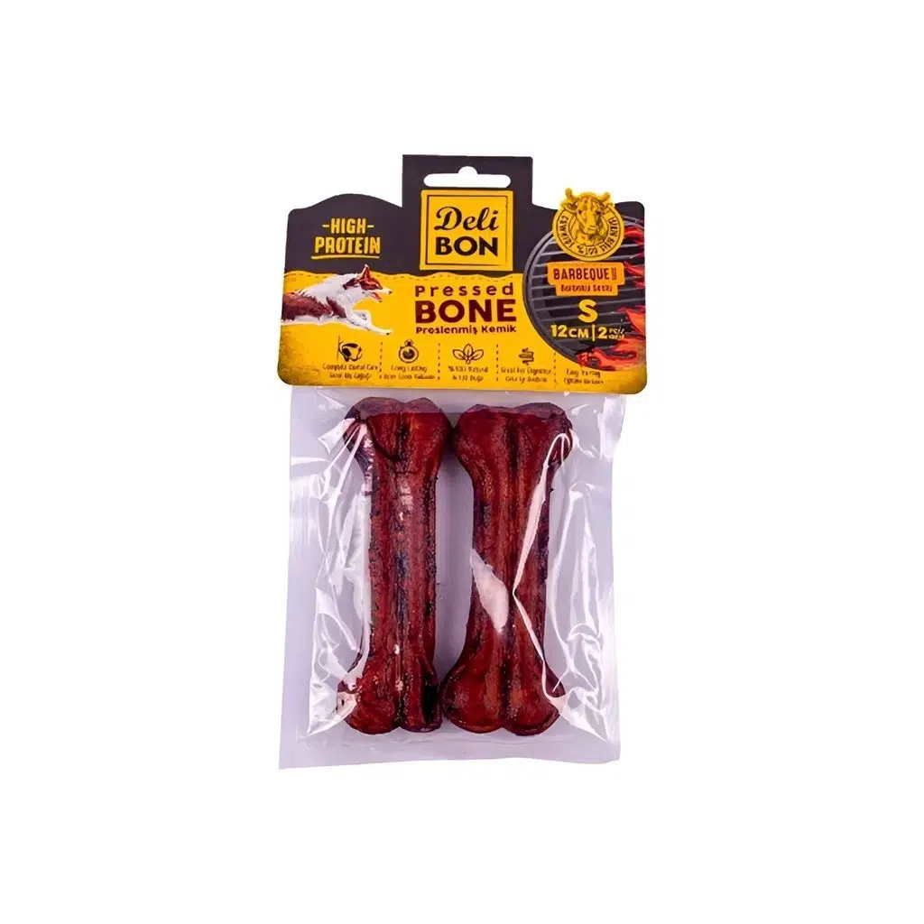 Delibon Barbekü Aromalı Deri Pres Kemik Köpek Ödülü Small 12cm 2 Adet