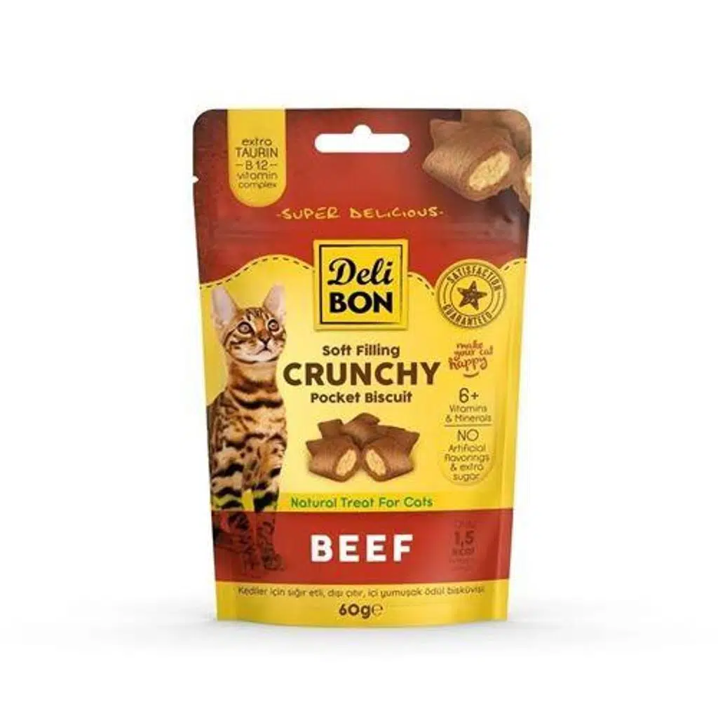 Delibon Cruncy İçi Dolgulu Ödül Bisküvisi Sığır etli 60gr