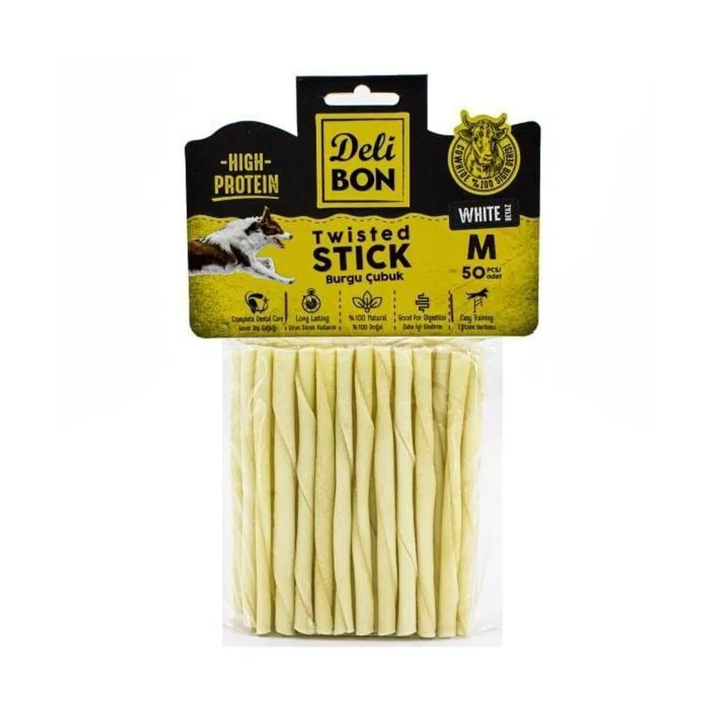 Delibon deri burgulu kalın çubuk beyaz 50 li