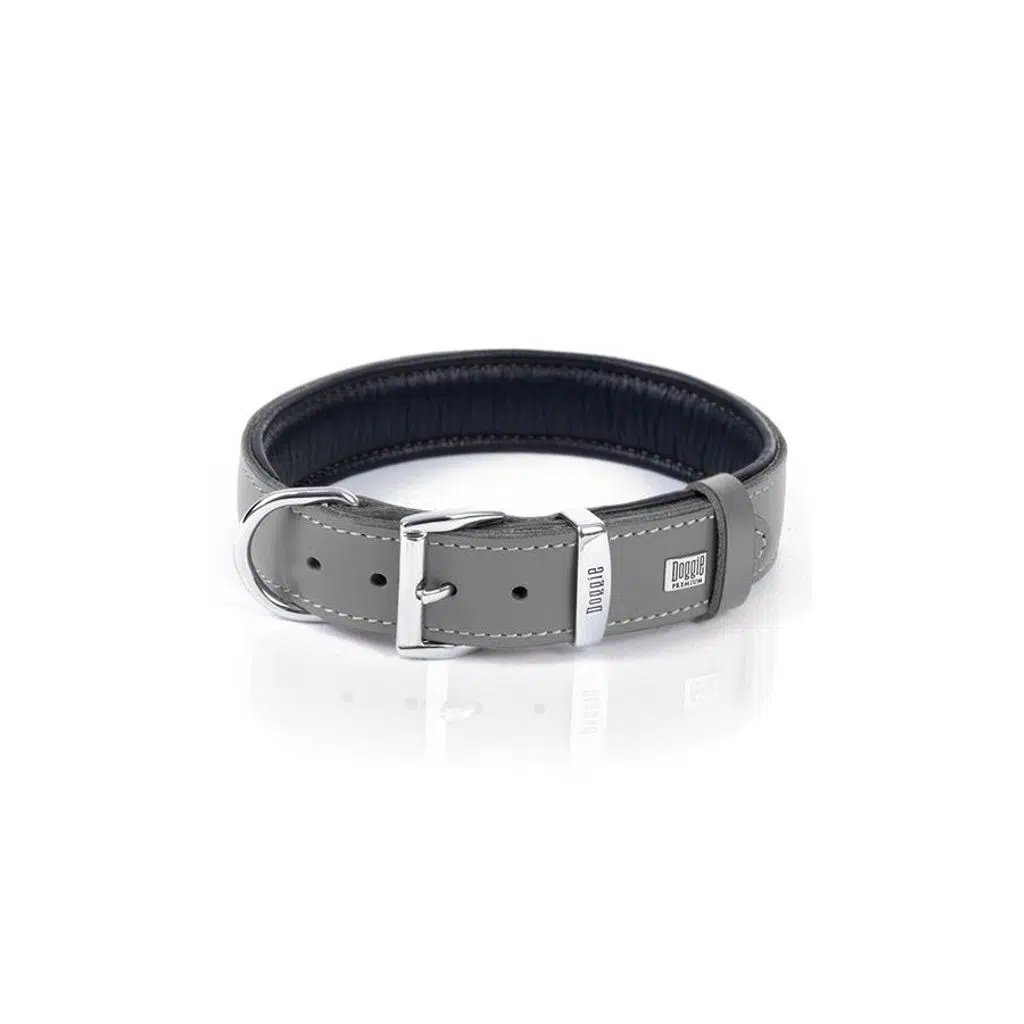 Doggie CBT Moda Deri Sade Boyun Tasması L-Gri