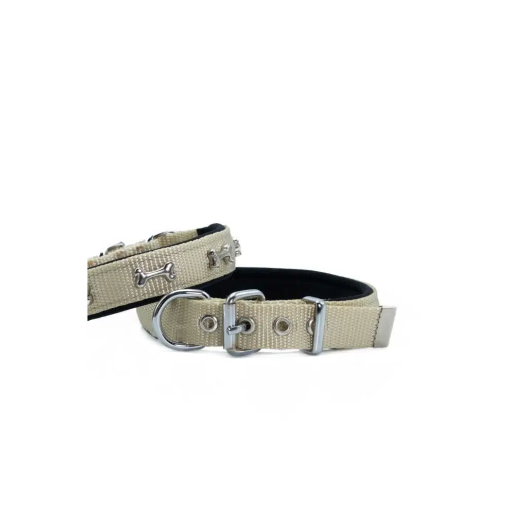 Doggıe DSBT Dokuma Metal Kemik Süslü Boyun TasmasıS-HAKİ