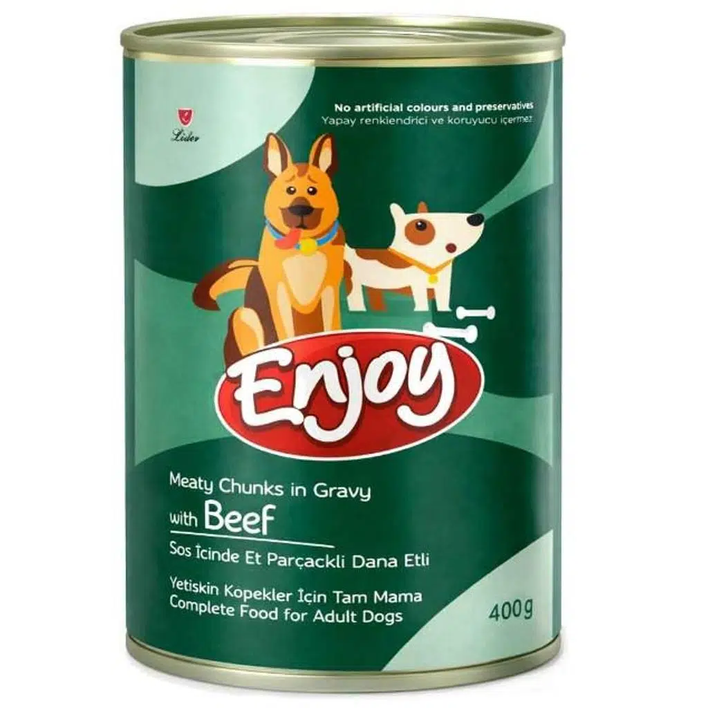 Enjoy Sos İçinde Et Parçacıklı Dana Etli Yetişkin Köpek Konservesi 400 gr
