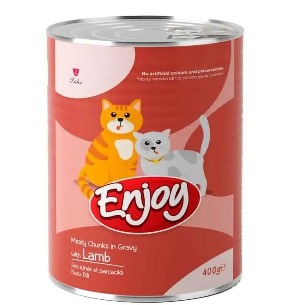 Enjoy Sos İçinde Et Parçacıklı Kuzu Etli Yetişkin Kedi Konservesi 400 gr