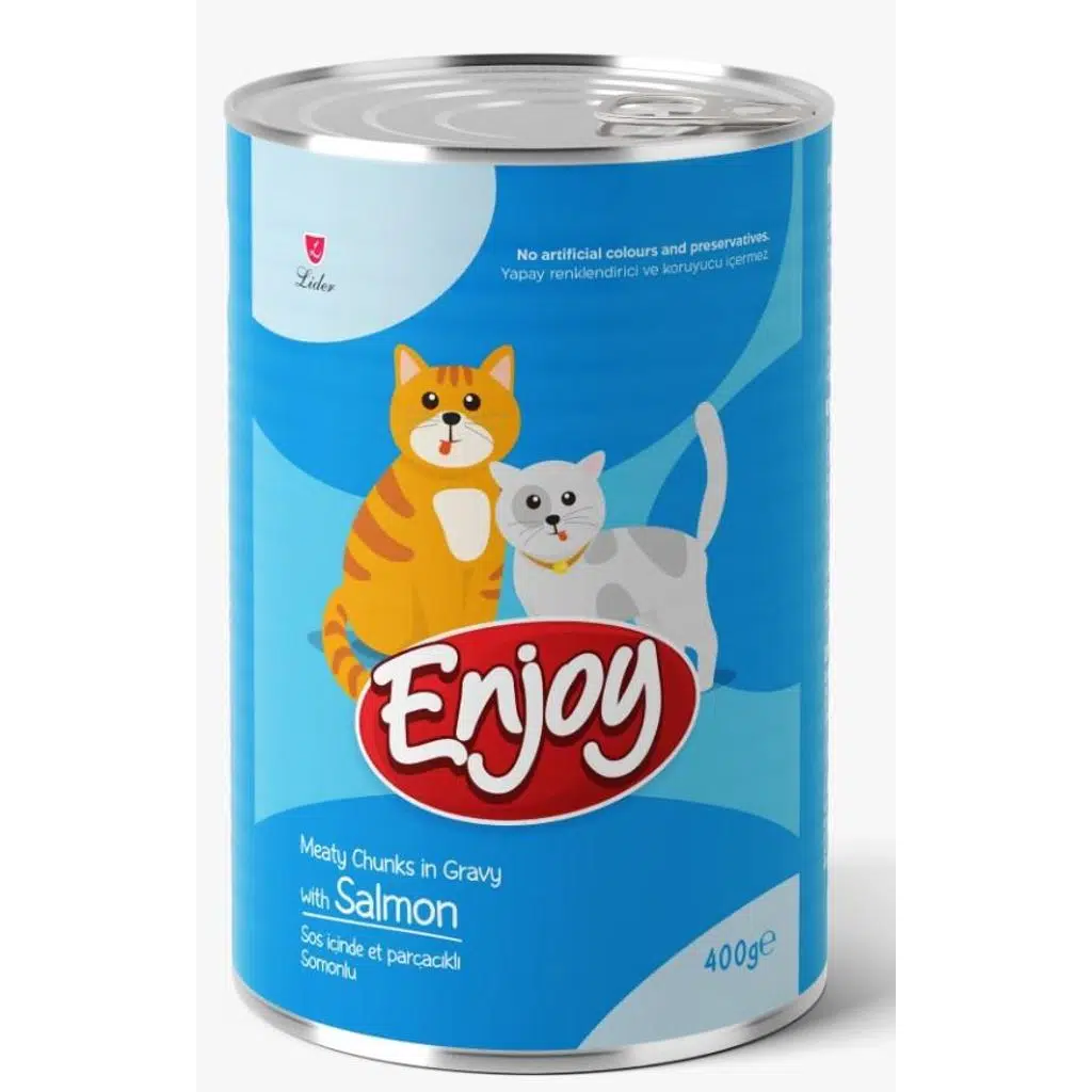 Enjoy Sos İçinde Et Parçacıklı Somonlu Yetişkin Kedi Konservesi 400 gr