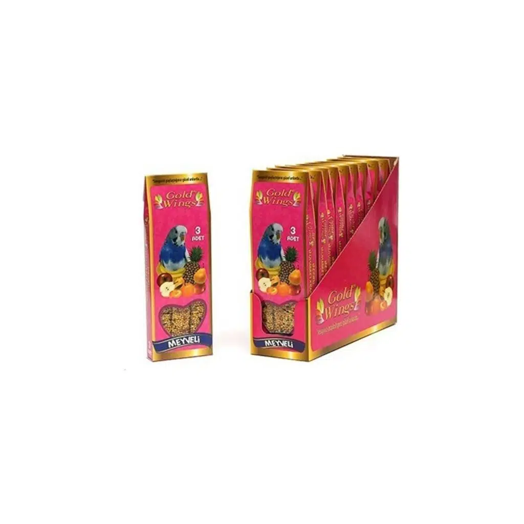 Gold Wings Classic Meyveli Muhabbet Kuşu Krakeri 3 lü Paket