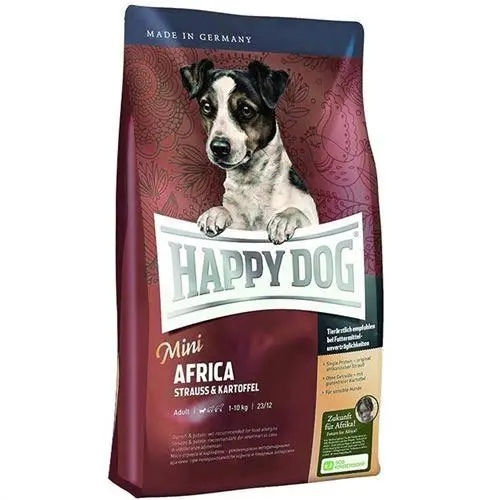 Happy Dog MİNİ AFRİCA Tahılsız Deve Kuşu Etli ve Patatesli Küçük Irk Yetişkin Köpek Maması 4 kg