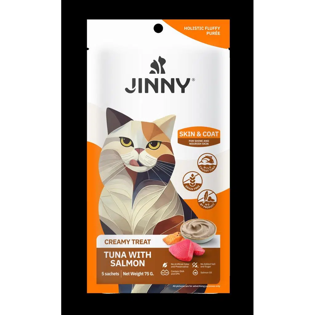 Jinny Creamy Ton Balıklı - Somonlu Kedi Sıvı Ödül Maması 5x15 gr