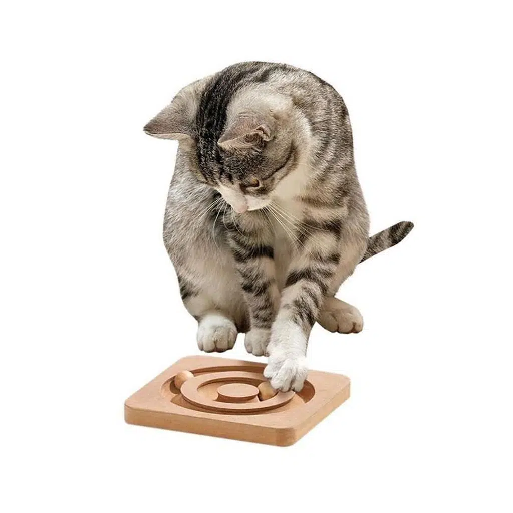 Karlie ahşap kedi zeka uyuncağı-19x19x2 Cm