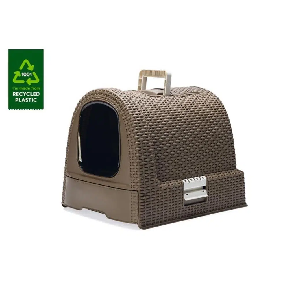Karlie Çekmeceli Kahverengi Kapalı Kedi Tuvaleti KAHVERENĞİ