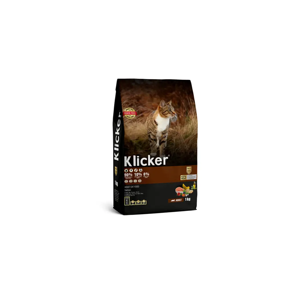 Klicker Glutensiz Tahılsız Somonlu Yetişkin Kedi Maması 1KG
