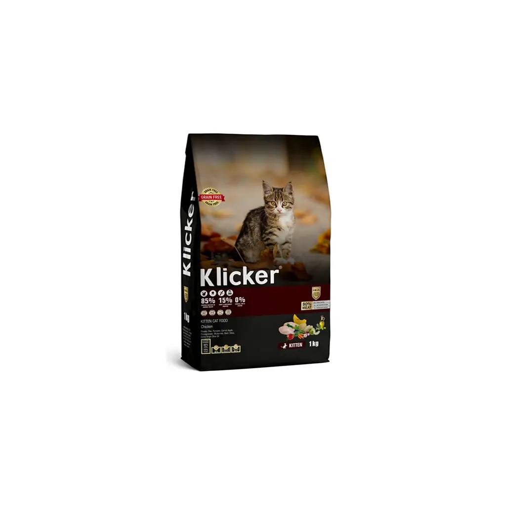 Klicker Glutensiz Tahılsız Tavuk Etli Yavru Kedi Maması 1KG