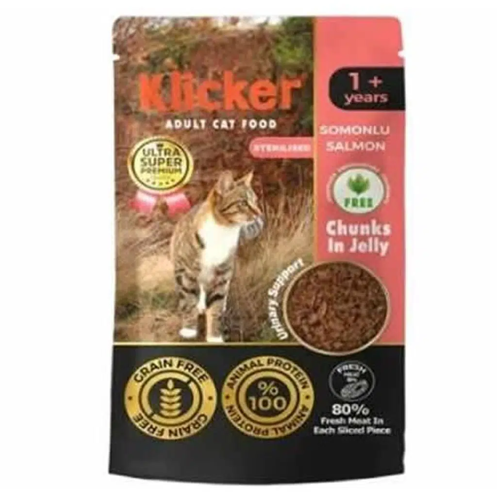 Klicker Kısır Somonlu Kedi Konservesi 85 Gr