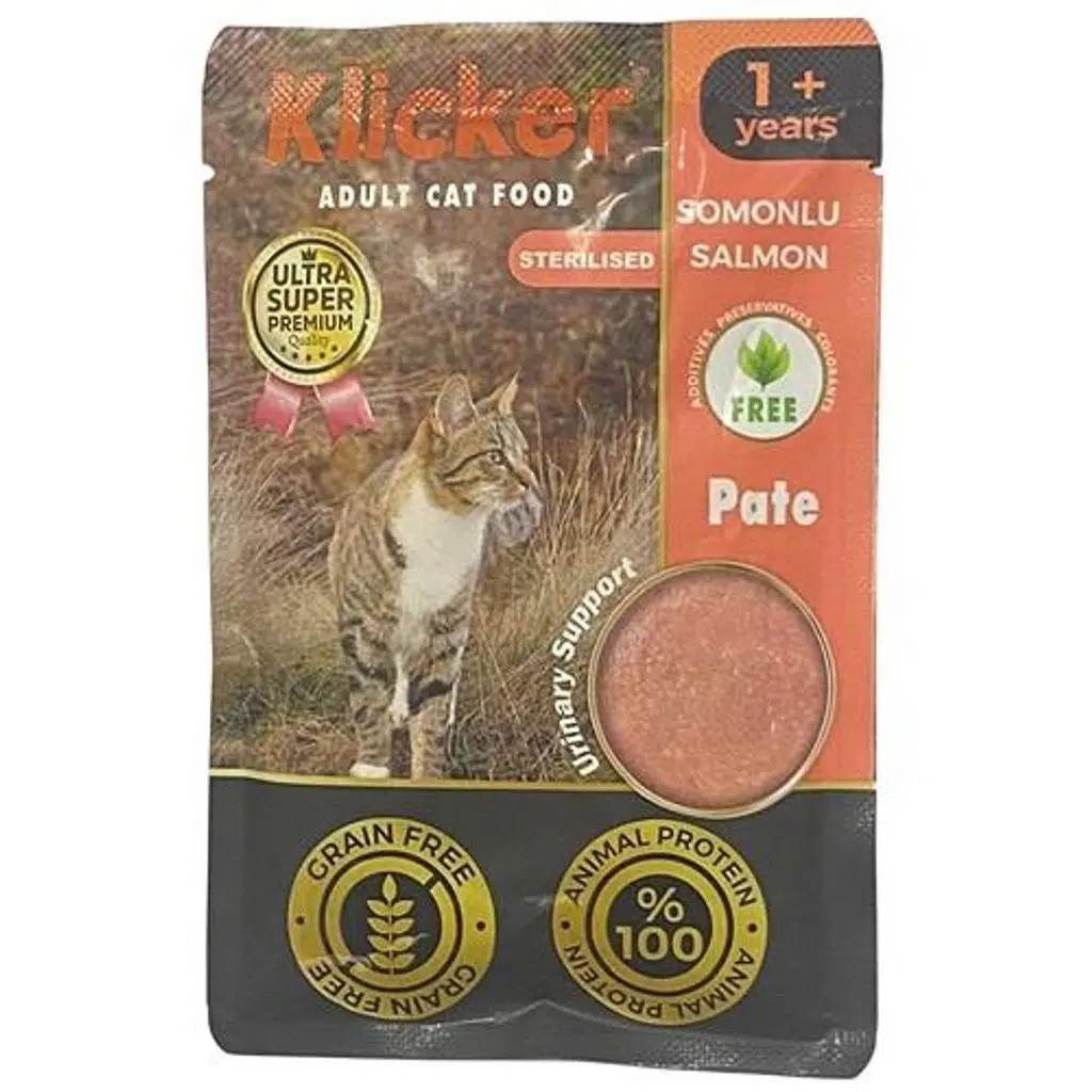 Klicker Kısır Somonlu Pate Kedi Konservesi 85 Gr