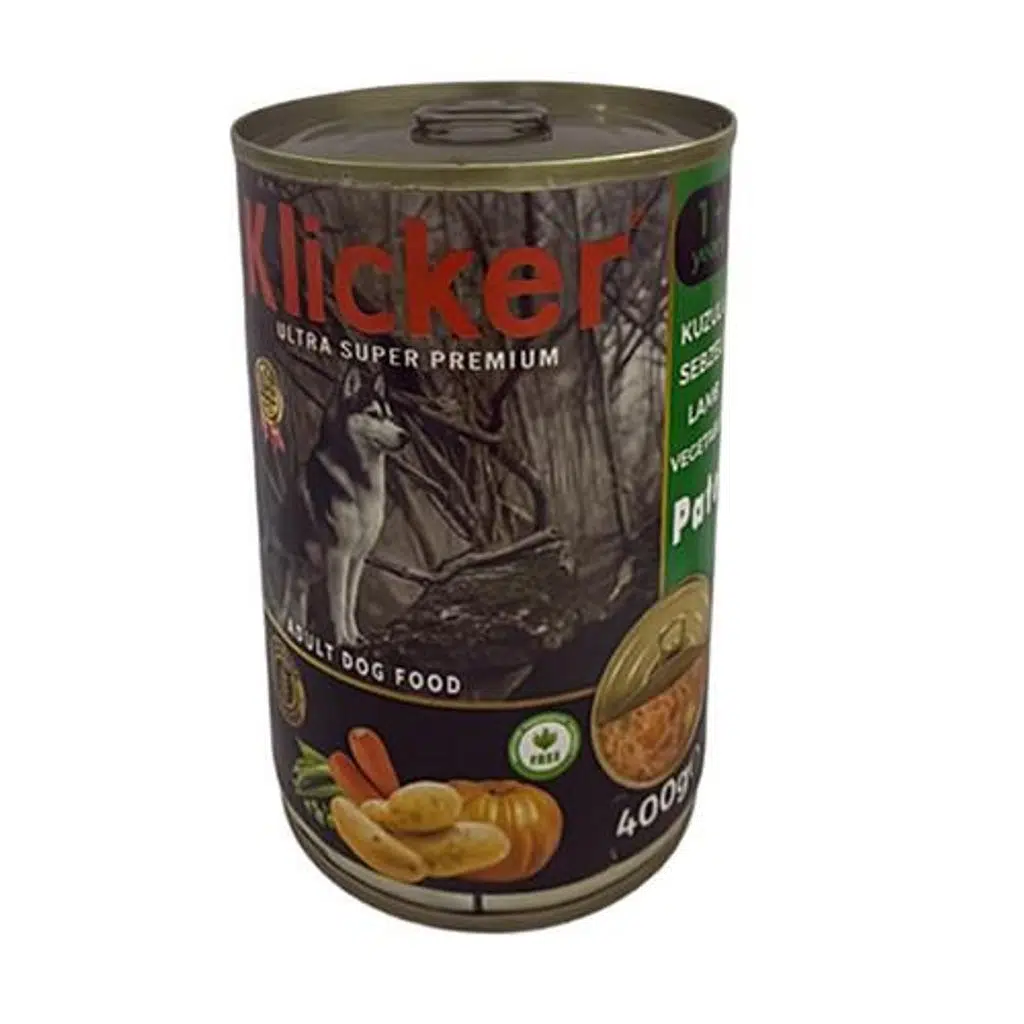 Klicker Kuzulu Sebzeli Pate Köpek Konservesi 400 gr 