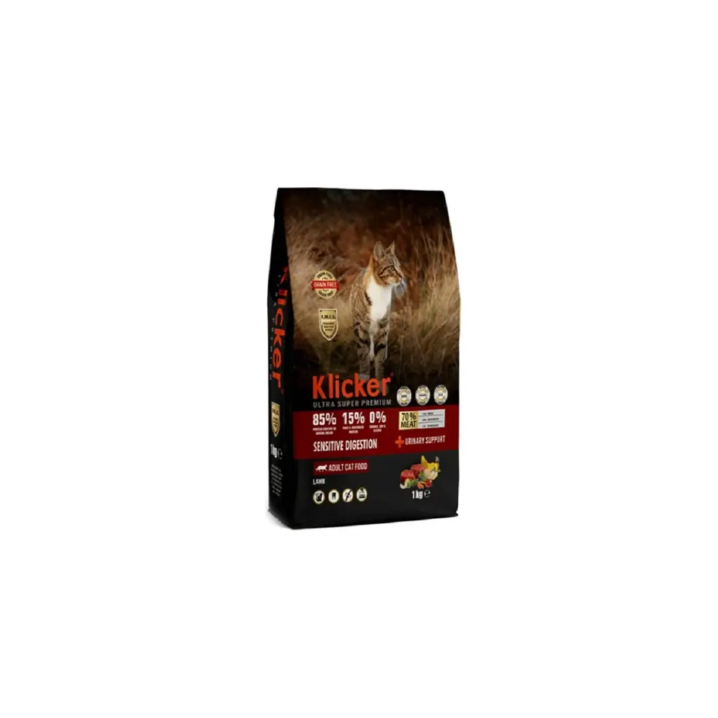 Klicker Sensitive Digestion Glutensiz Tahılsız Kuzulu Kedi Maması 1KG