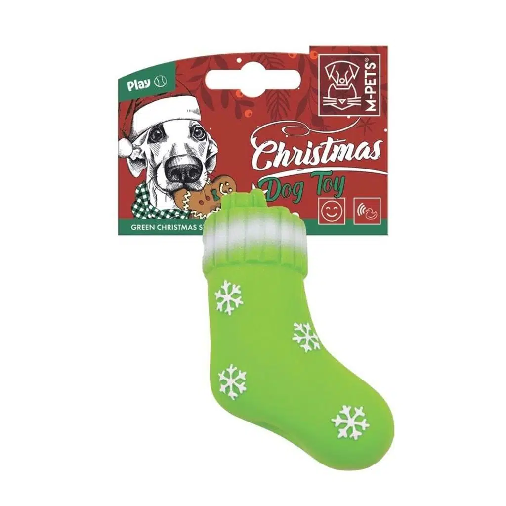 M-PETS CHRISTMAS GREEN STOCKING KÖPEK OYUNCAĞI 13CM