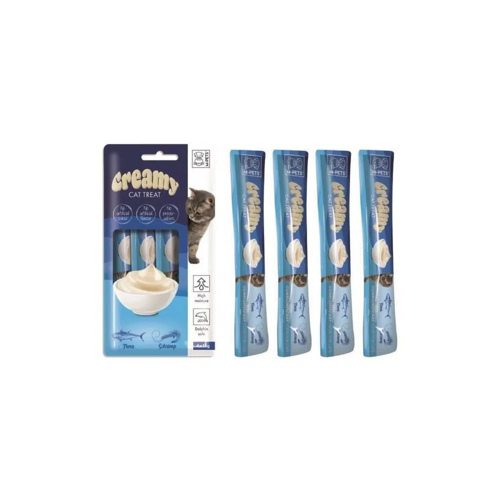 M-PETS CREAMY TON BALIKLI KARİDESLİ KEDİ ÖDÜLÜ 4X15GR