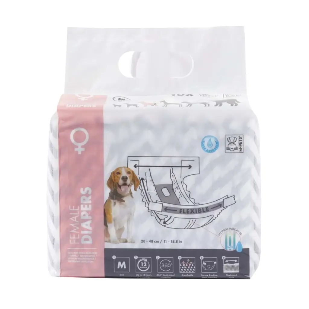 M-PETS DIAPERS DİŞİ KÖPEKLER İÇİN KÜLOT (M) 10LU