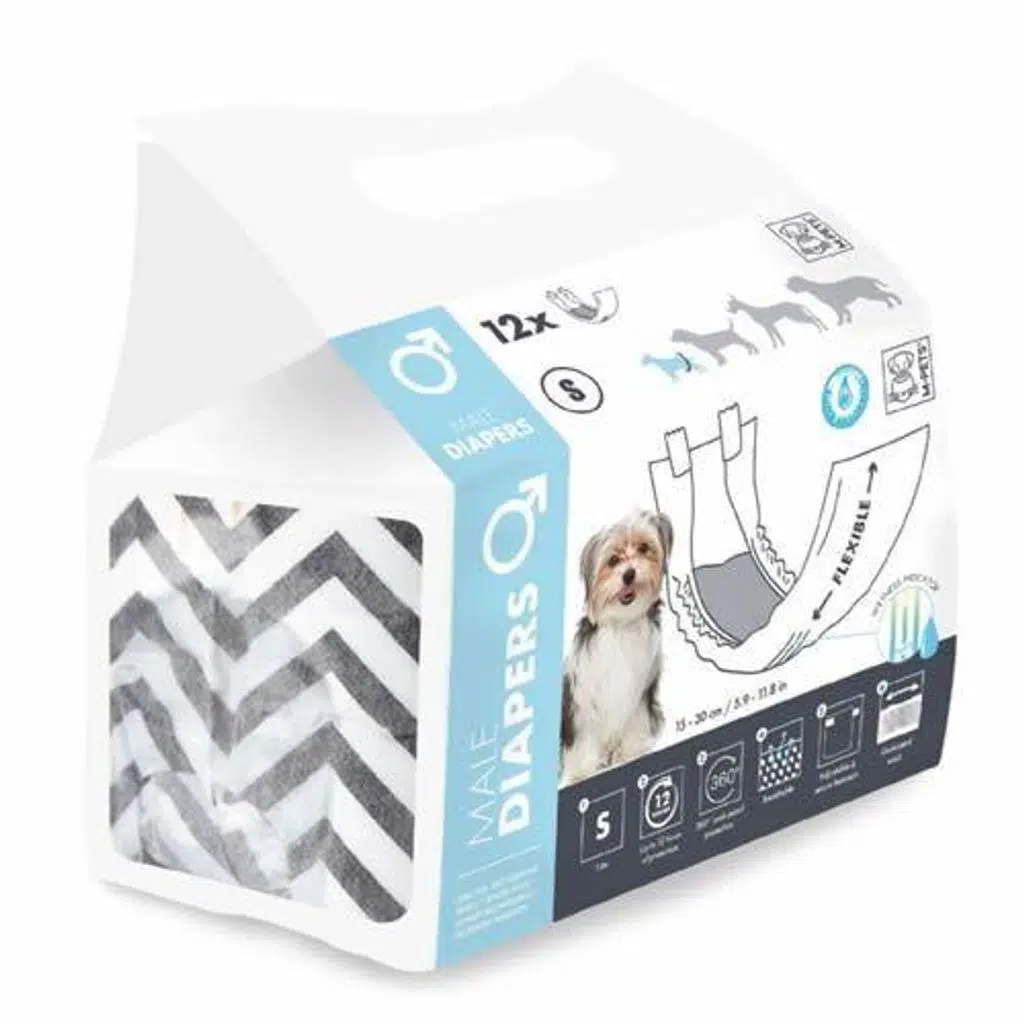 M-Pets Diapers Erkek Köpekler İçin Külot Bez 15-30cm S 12Lİ