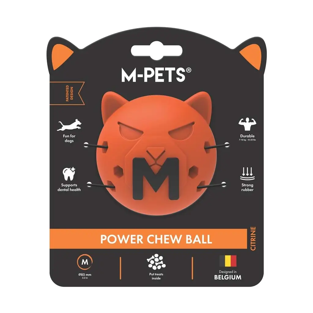 M-PETS POWER CHEW BALL KAUÇUK KÖPEK OYUNCAĞI CITRINE (M)