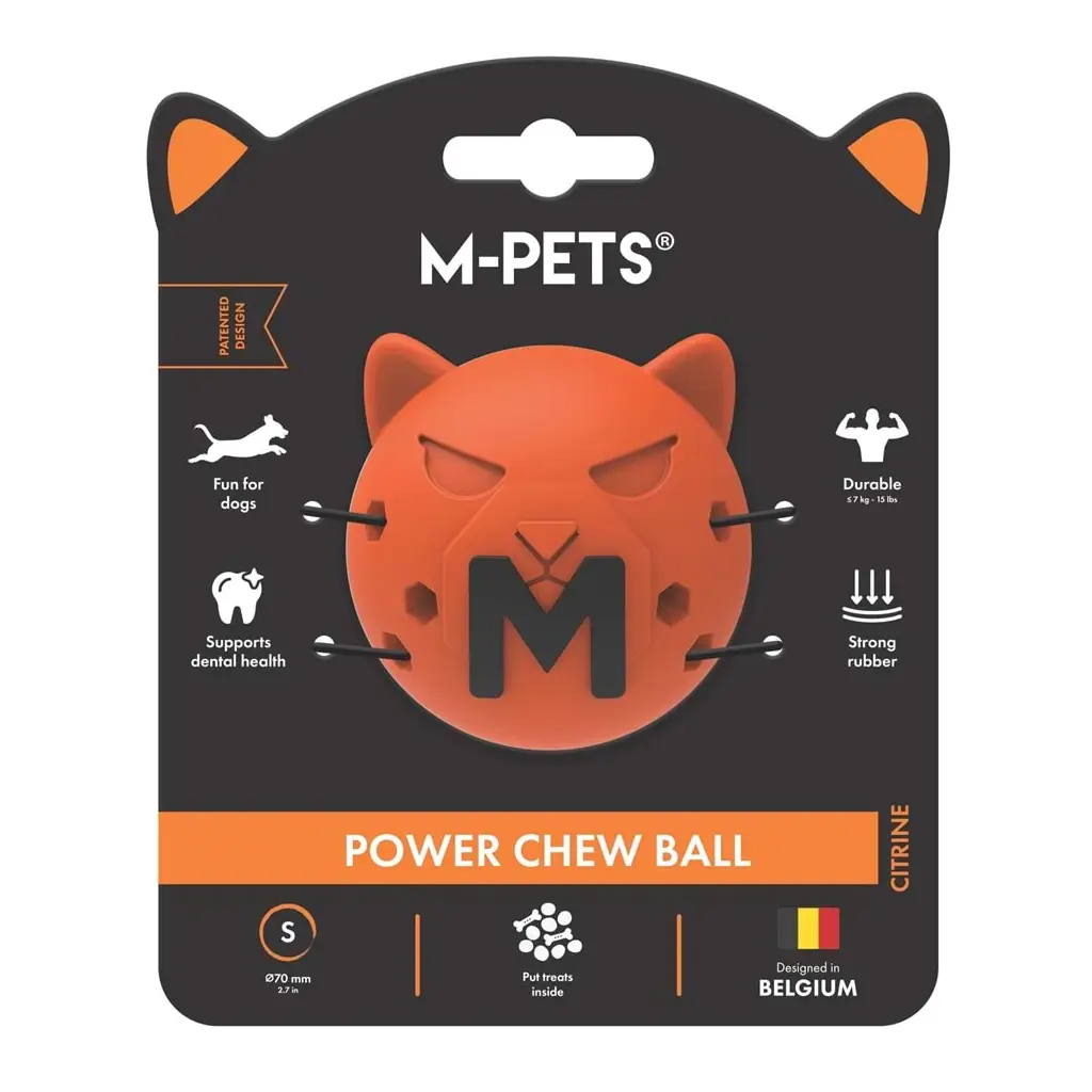 M-PETS POWER CHEW BALL KAUÇUK KÖPEK OYUNCAĞI CITRINE (S)