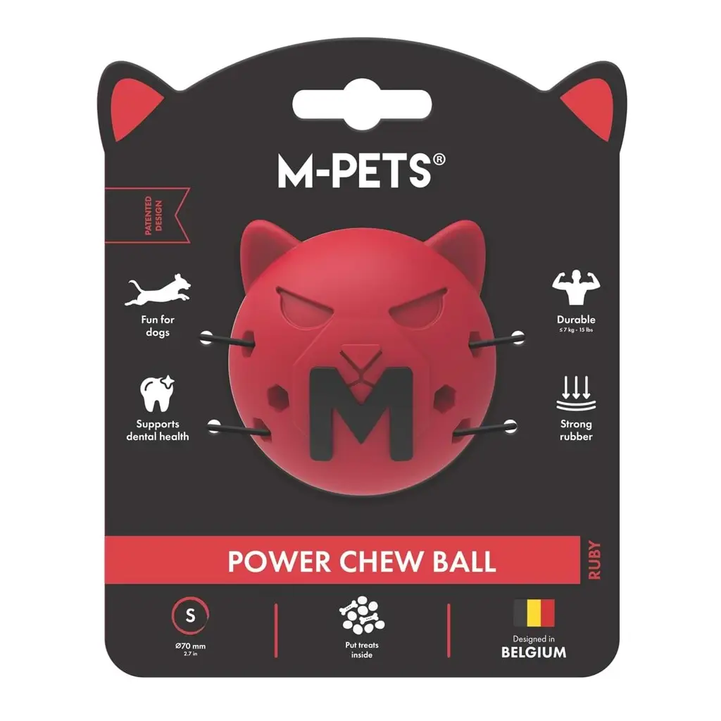 M-PETS POWER CHEW BALL KAUÇUK KÖPEK OYUNCAĞI RUBY (S)