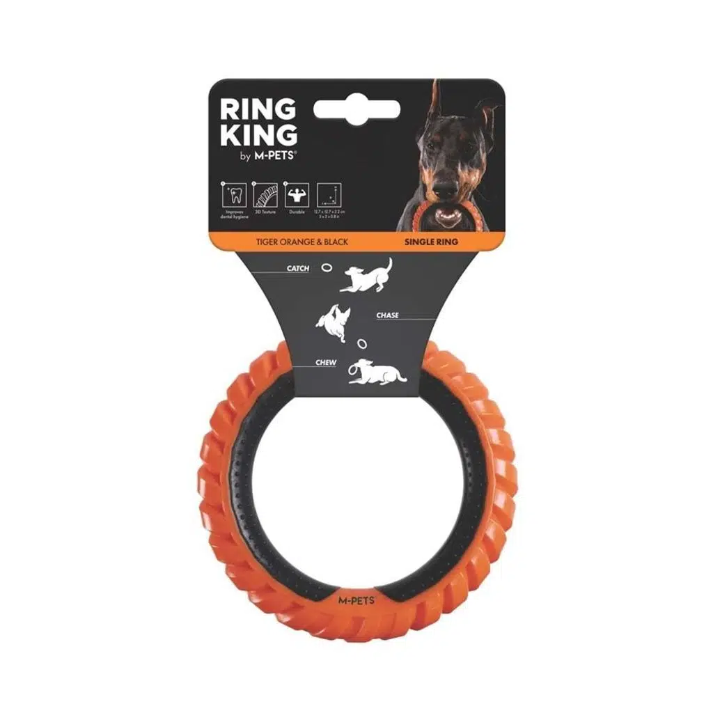 M-PETS RING KING KÖPEK OYUNCAĞI SINGLE ORANGE/BLACK