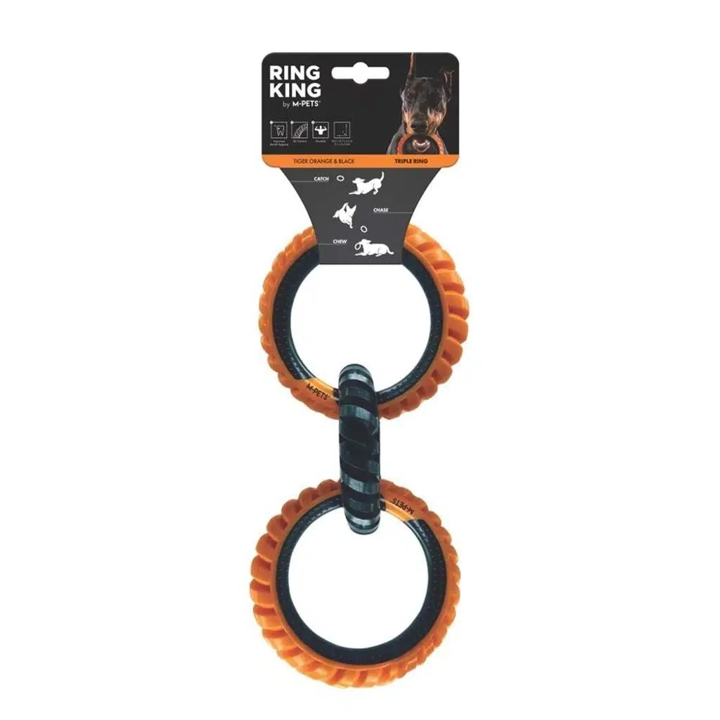 M-PETS RING KING KÖPEK OYUNCAĞI TRIPLE ORANGE/BLACK
