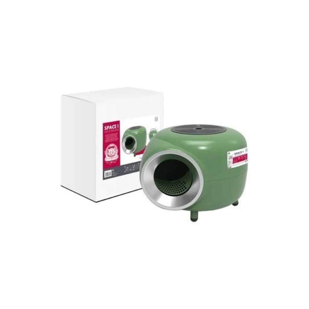 M-PETS SPACE 1 KAPALI KEDİ TUVALETİ GREEN 57X55X44CM