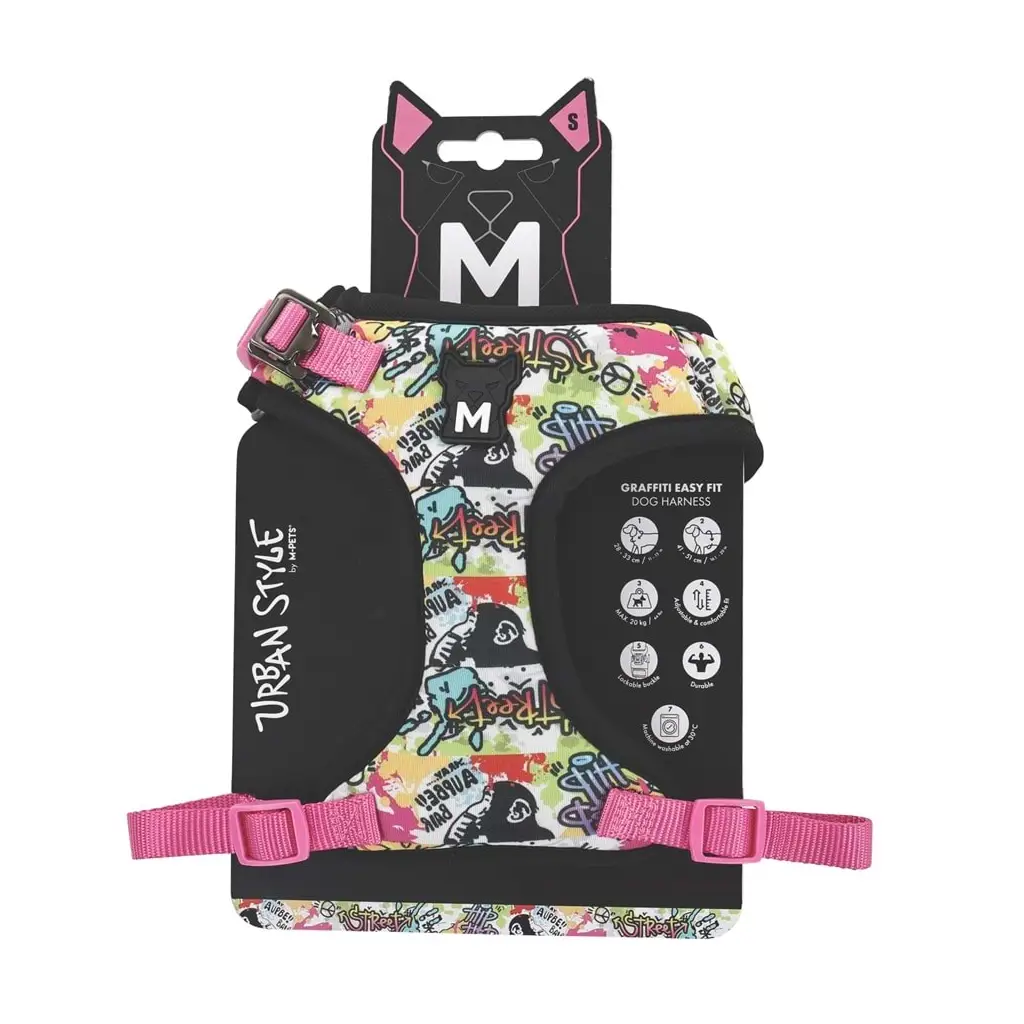 M-PETS URBAN STYLE GRAFFITI EASY FİT KÖPEK GÖĞÜS TASMASI (S)