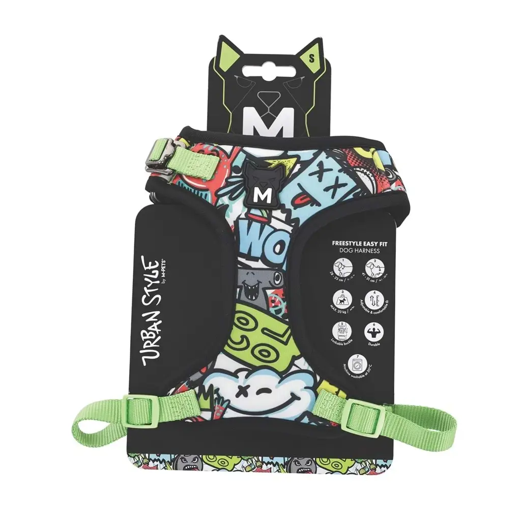 M-PETS URBAN STYLE MULTİCOLOR EASY FİT KÖPEK GÖĞÜS TASMASI (S)